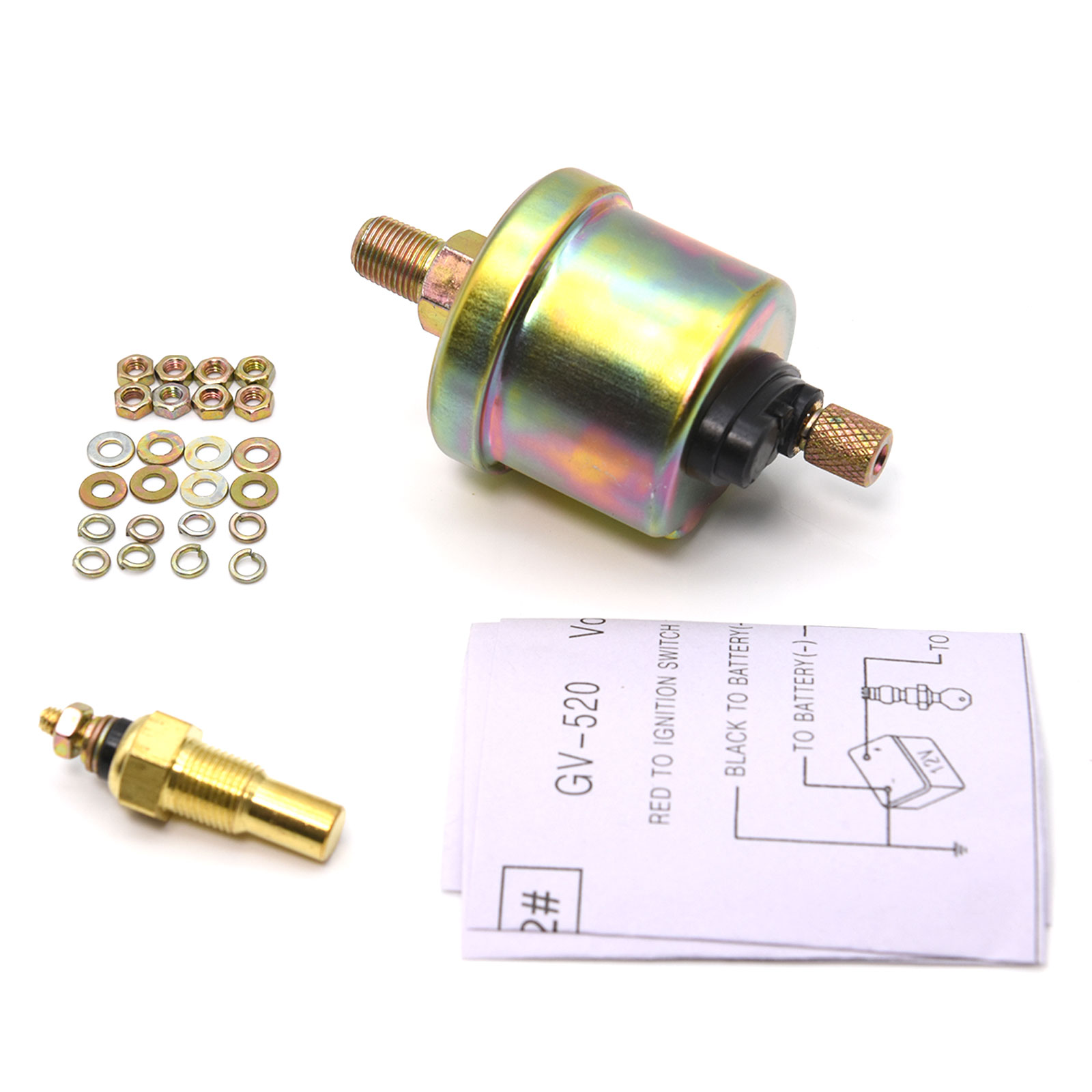 Kit Triplo Strumento Da 3 In 1 Per Auto: Voltmetro, Termometro Acqua E Manometro Olio, 12V, Nero, In ABS E Alluminio