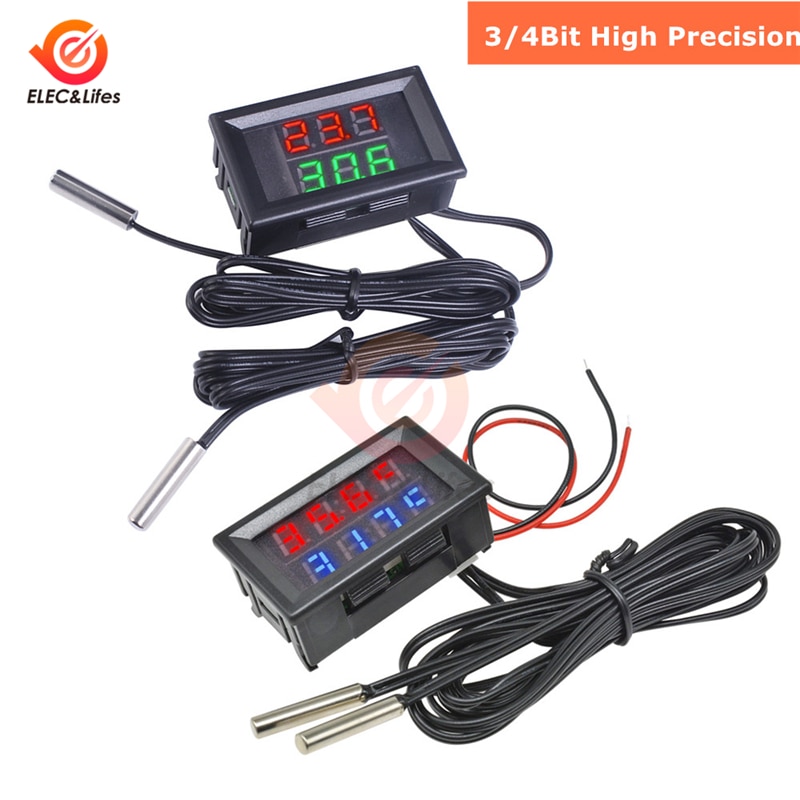 4-28V 3/4 Bit Precision LED Digital Temperature Controller thermostat Cooler Heater thermoregulator w/Dual NTC Waterproof Probe