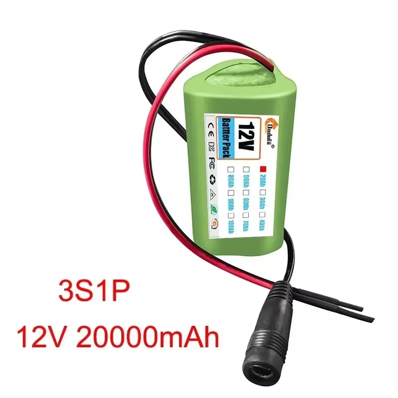 Batterie Li-ion Rechargeable 12V 18650, 2000mah, 3S1P, avec panneau de Protection des cellules au Lithium BMS + chargeur 12.6V: Beige