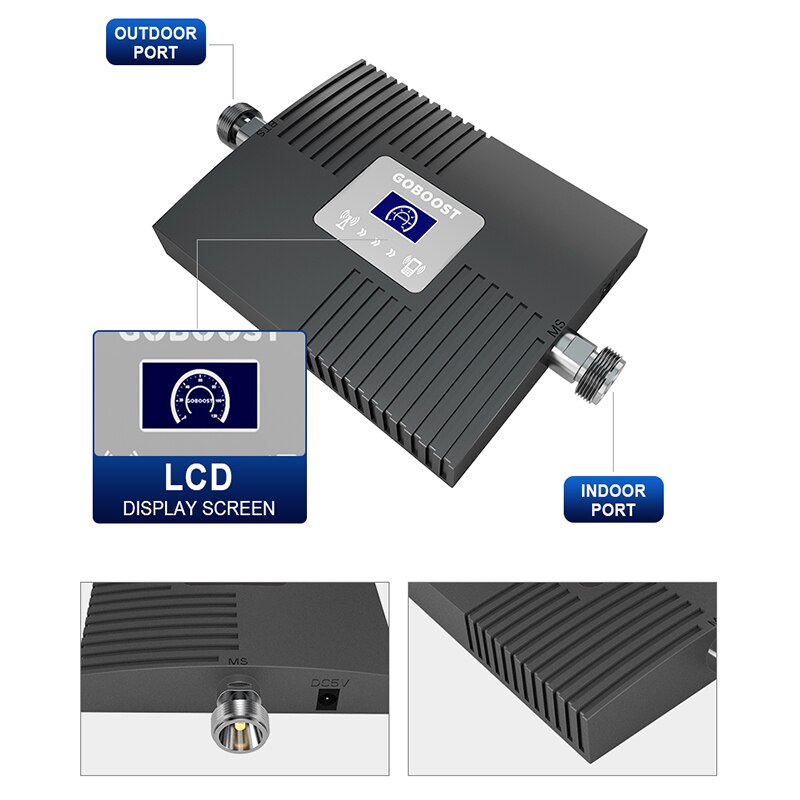 Amplificador de señal GOBOOST 4G LCD Display Amplifier celular Signal LET2600MHz Band7 65dB Gain Mini repetidor set completo