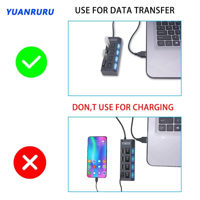 Usb Hub Usb Hub 2.0 Multi Usb Splitter Hub Usb Adapter Usb Hub 7 Port Meerdere Expander 2.0 Usb Hub usb-poort Met Schakelaar Voor Pc