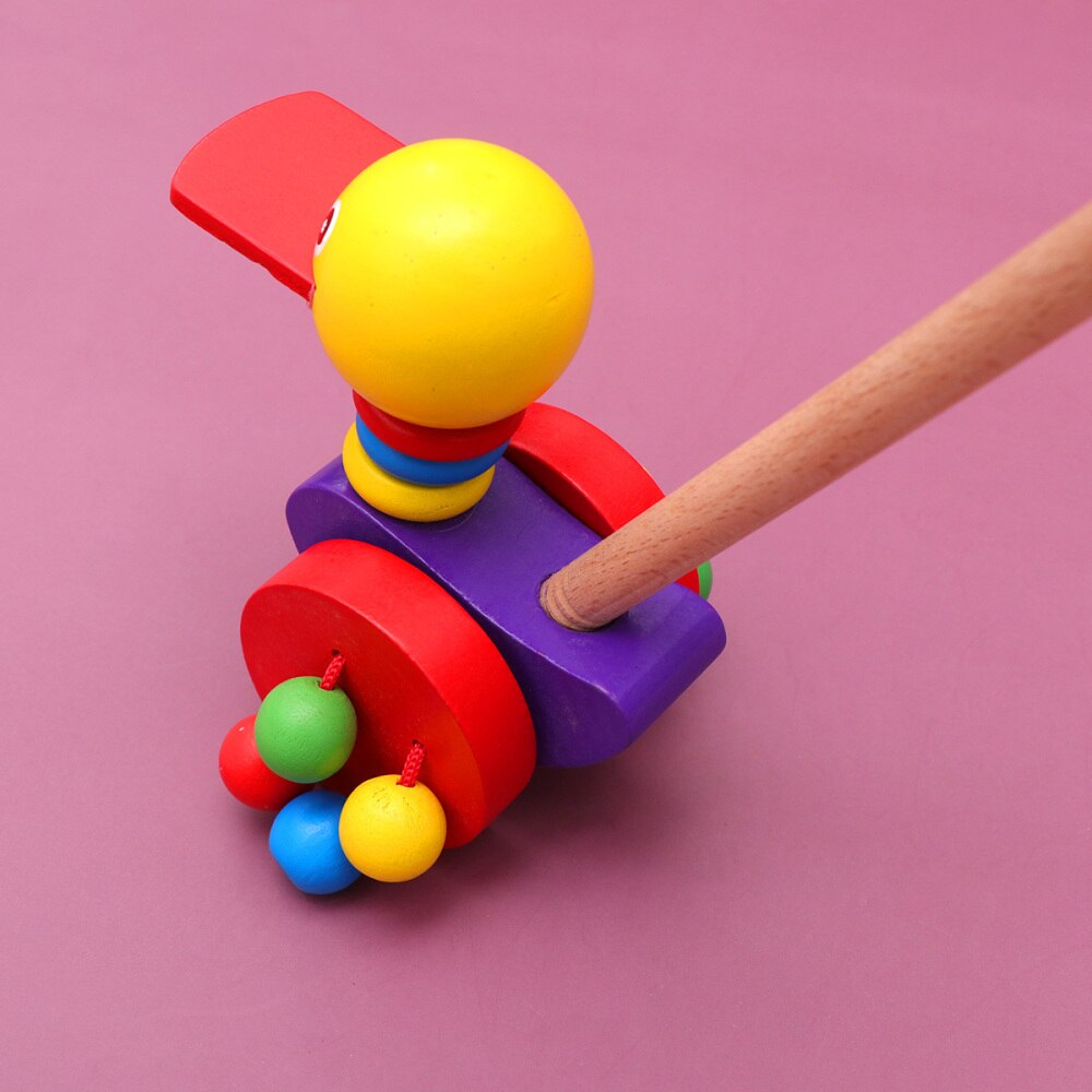 1pc baby stilfulde smarte sjove skub stang vogn legetøj baby rullator træ vogne legetøj til småbørn