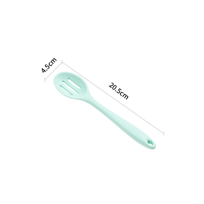 1Pcs Filter Spoon Heat Resistant Non-Stick Cooking Strainer Colander Long Handle Durable Silicone Heat Resistant Kitchen Tool: Light Green