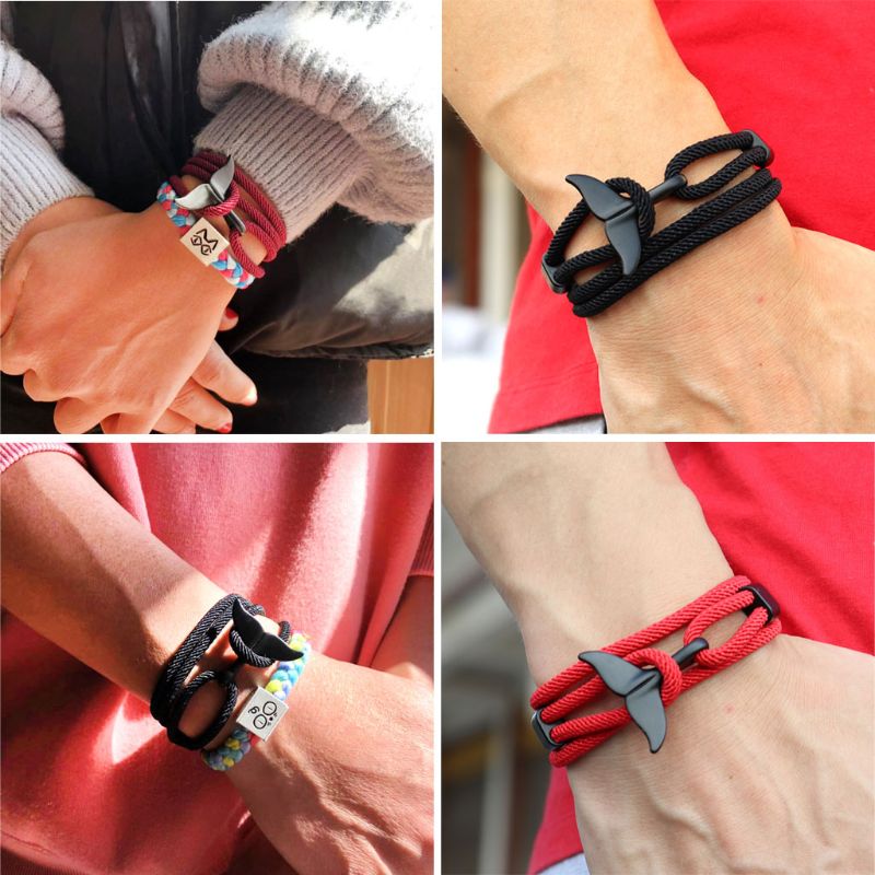 sommer Handgemachte Wal Schwanz Wikinger Seil Schnur Armbinde Strand Surfen Paracord Armbinde Schmuck unisex