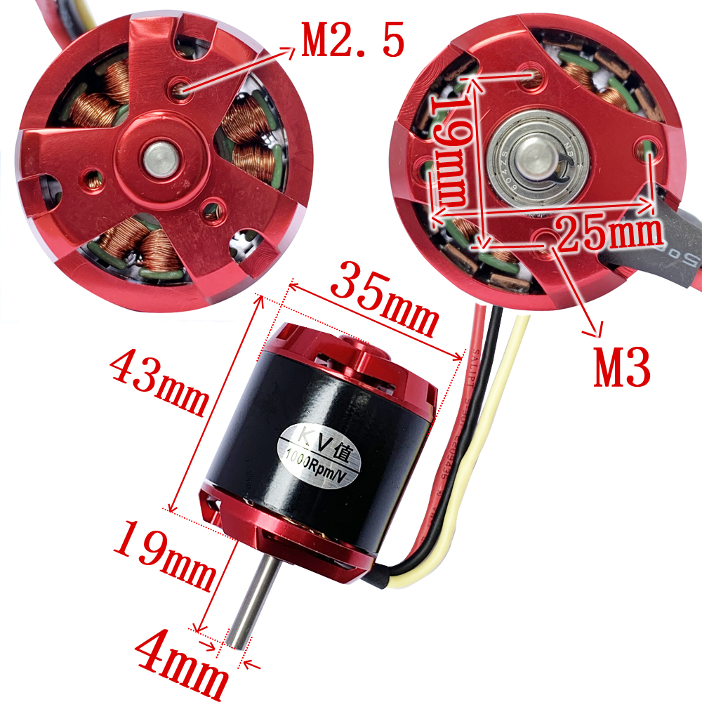 1pc 3542 Swiss Motor Brushless Outrunner Motor Strong power supply 1000KV High Torque High Power High Speed Brushless Motor