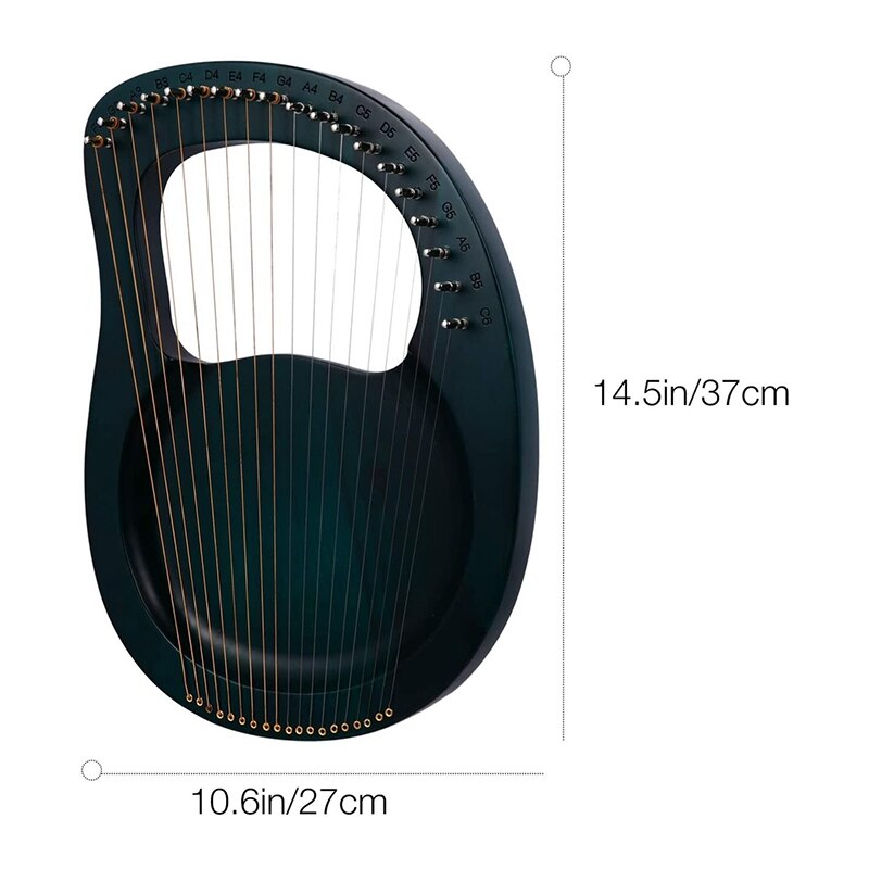 Wooden Lyre Harp 19 String Metal String Lyre Harp with Tuning Wrench Picks Strings Harps for Music Lovers Beginners,Etc