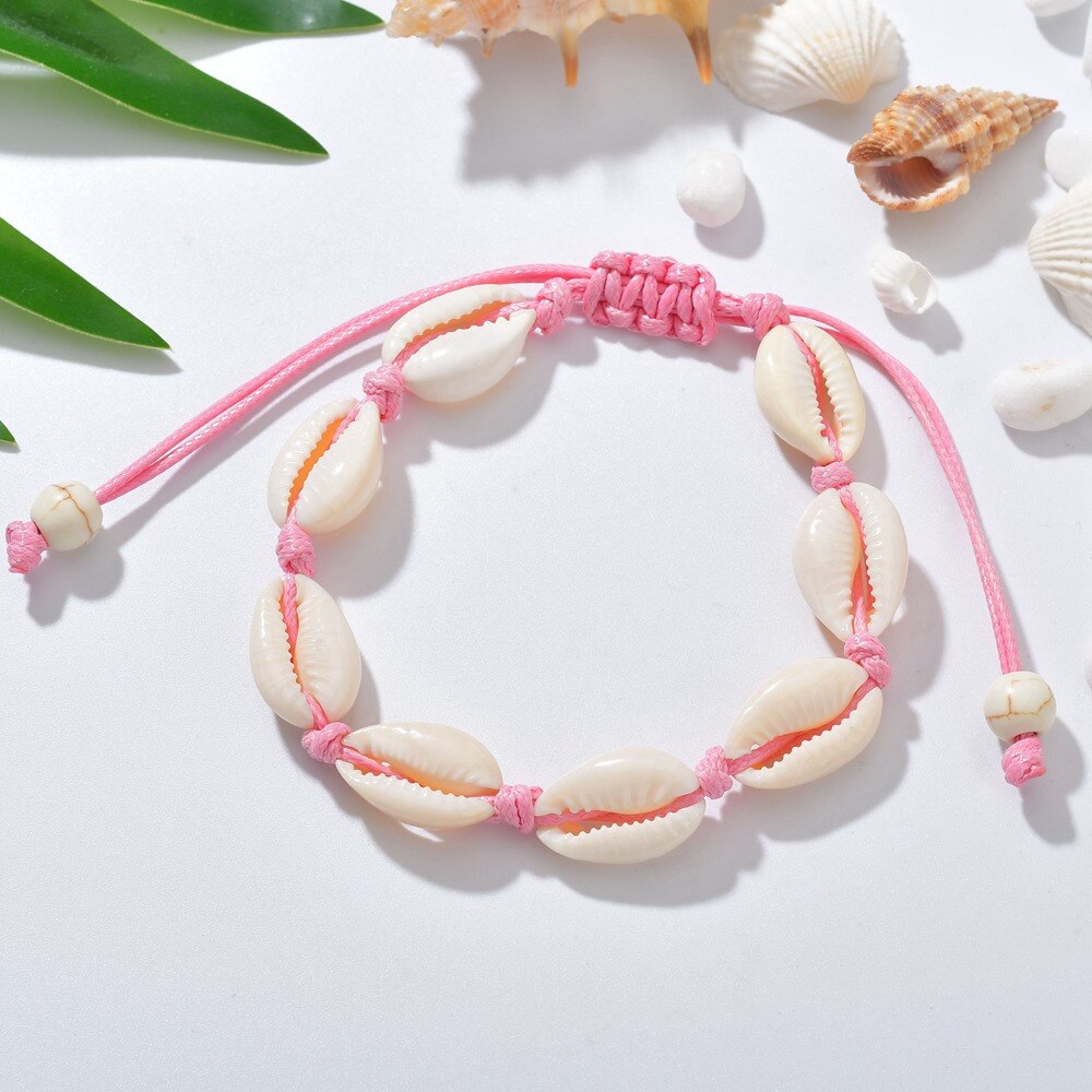 Della boemia di Mare Naturale shell braccialetti di Fascino Per Le Donne Degli Uomini di Estate spiaggia di sabbia A Mano Stringa di Corda catene Braccialetto Gioielli FAI DA TE: BR032-08