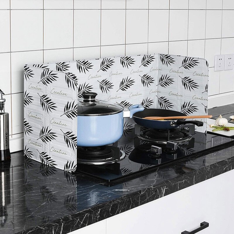 2 stk køkkenfedt alufolie isoleringsblok olie stænkbræt madlavning baffel staniol plade aluminiumsfolie, sort & hvid