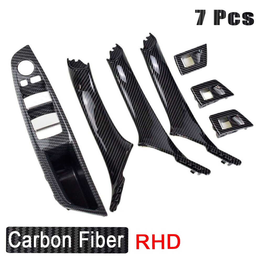 For BMW F10 F11 F18 5 Series 7pcs Interior Window Lift Switch Panel Door Handle Trim Carbon Fiber ABS LHD RHD: Carbon-RHD-7