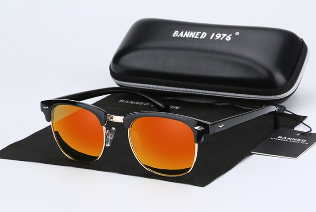 UV400 HD Polarized men women Sunglasses Classic retro Brand Sun glasses Coating Drive Shades gafas De Sol Masculino: black orange A2
