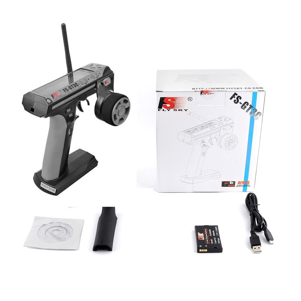 Flysky FS-GT3C-sistema digital de hopping de frecuencia automática, receptor GR3E para coche de control remoto, 2,4 Ghz, 3CH, AFHDS, Original: black no receiver