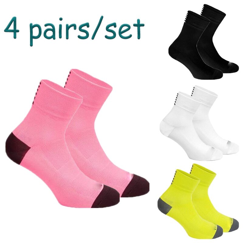 4 Paires/Set Fietsen Sokken Professionele Concurrentie Outdoor Fiets Sokken Ademend Mannen Vrouwen Calcetines Ciclismo: mix