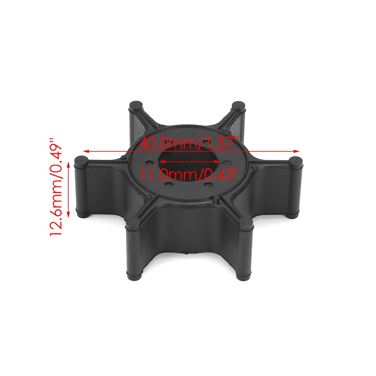 Marine Water Pump Impeller Boat Engine Impeller 6 Blade for Yamaha Outboard Engine 4/5/6HP 6E0-44352-00 Black Rubber