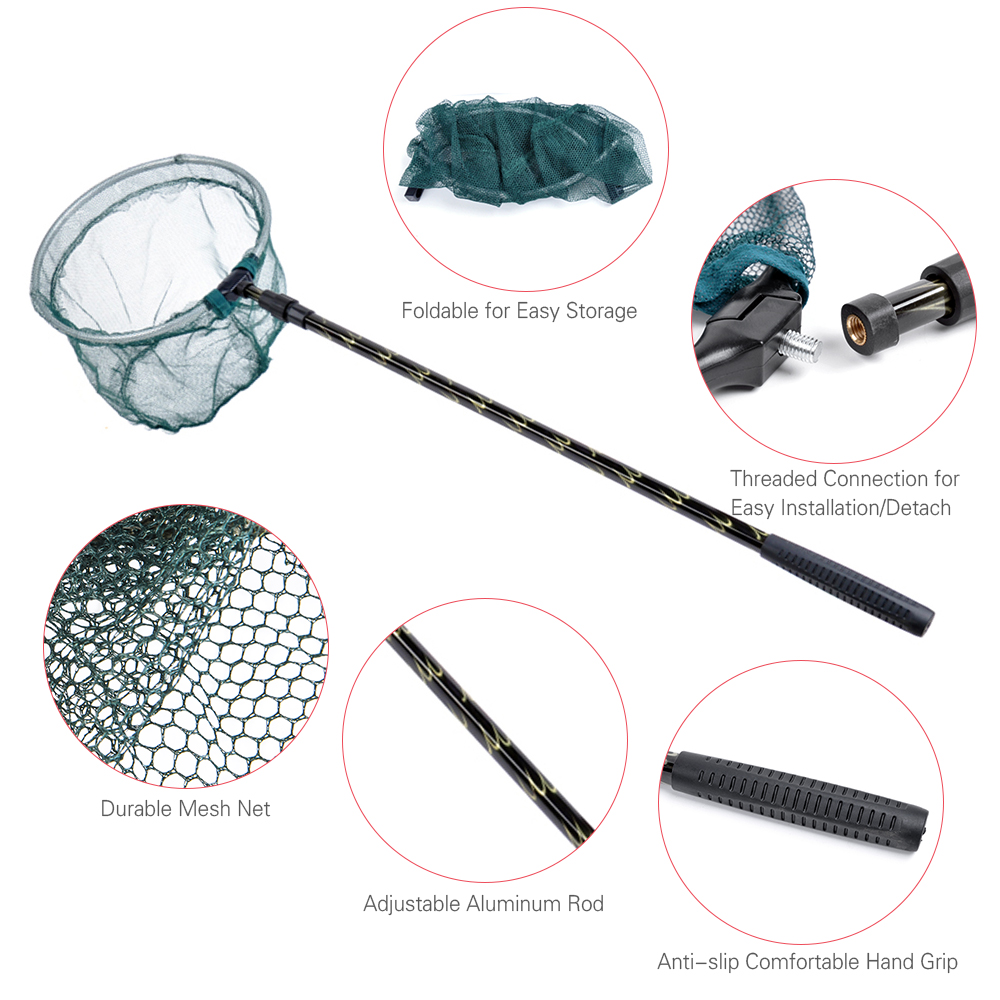 Lixada Fishing Net 145/180cm Retractable Telescoping Aluminum Alloy Fishing Landing Net crayfish catcher trap for Carp Pesca