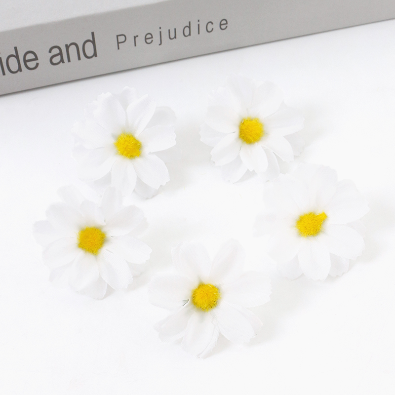 30/50 Uds. Flores artificiales Margarita flores de seda decoración boda decoración en casa Margarita Floral suministros para manualidades: XS / Naranja