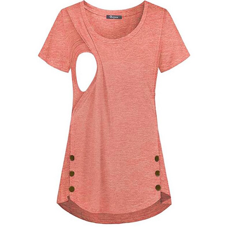 Kvinner barsel amming t-skjorte amme topper ensfarget kortermet t-skjorte t-skjorte: C / Xl