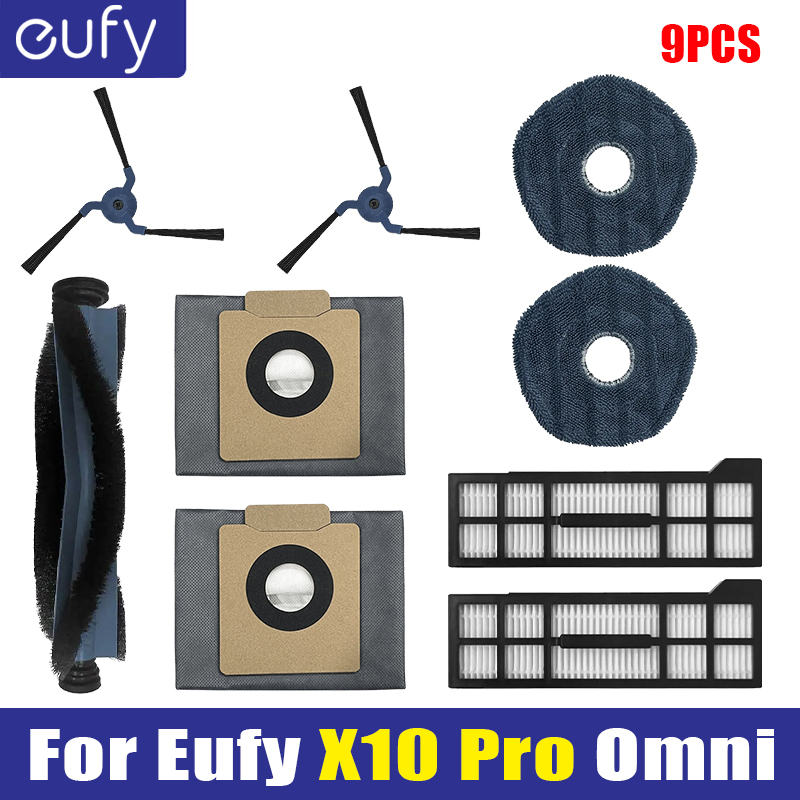 Piezas de repuesto para Eufy X10 Pro Omni, accesorios, filtro de Cepillo Lateral de rodillo, paño de mopa, almohadillas, bolsa de polvo, pieza de aspiradora: Gris claro