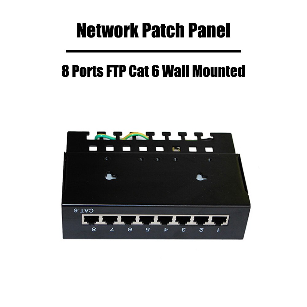 2 Pieces 8 Ports FTP Cat 6/Cat 5e Shield Network Patch Panel Wall Mounted 1U Height Fluke Passed RJ 45 Plug Keystone Jack