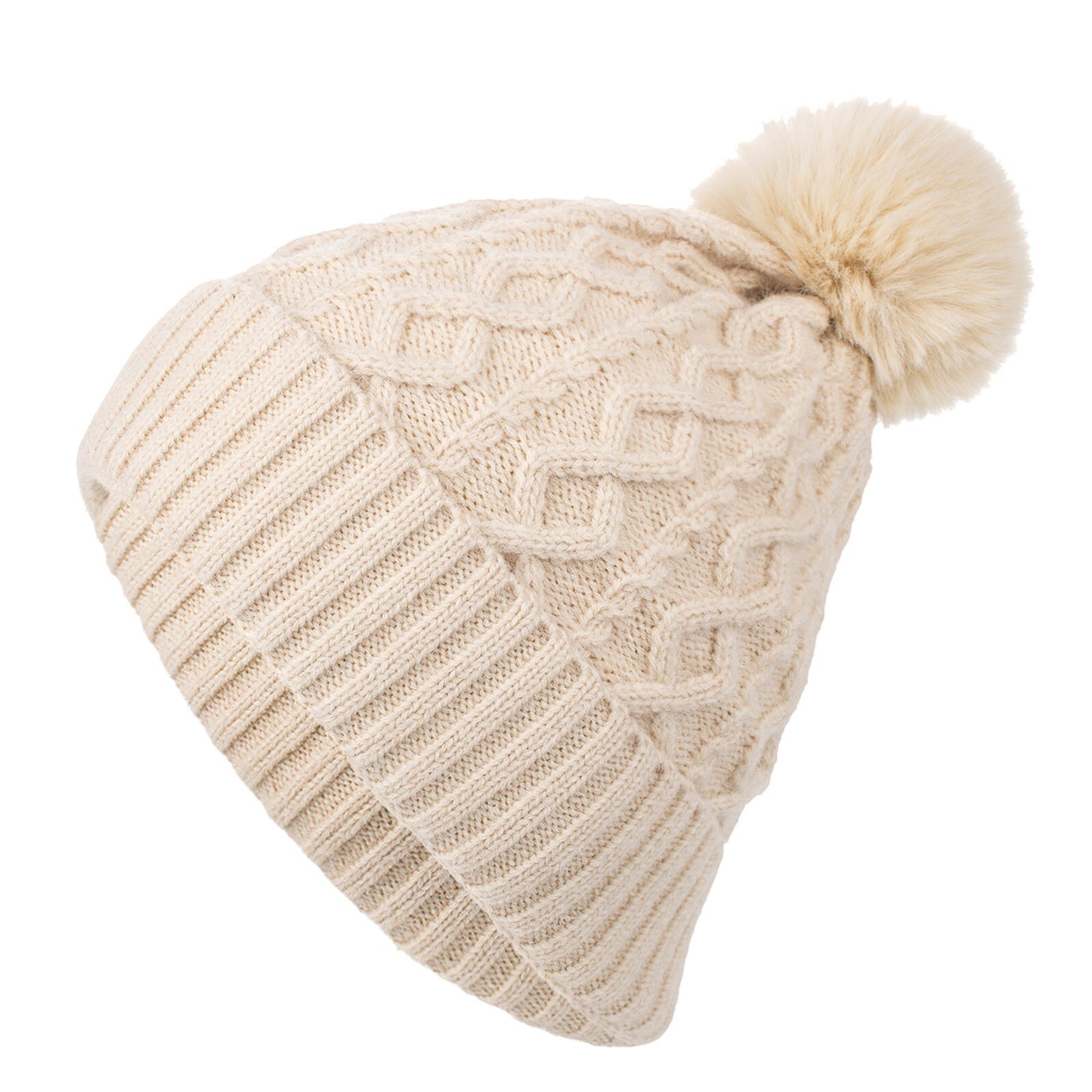 E nuovissimo E di alta qualità inverno esterno neutro per adulti mantenere caldi cappelli per capelli cappello di lana lavorato a maglia in peluche caldo E confortevole: WH
