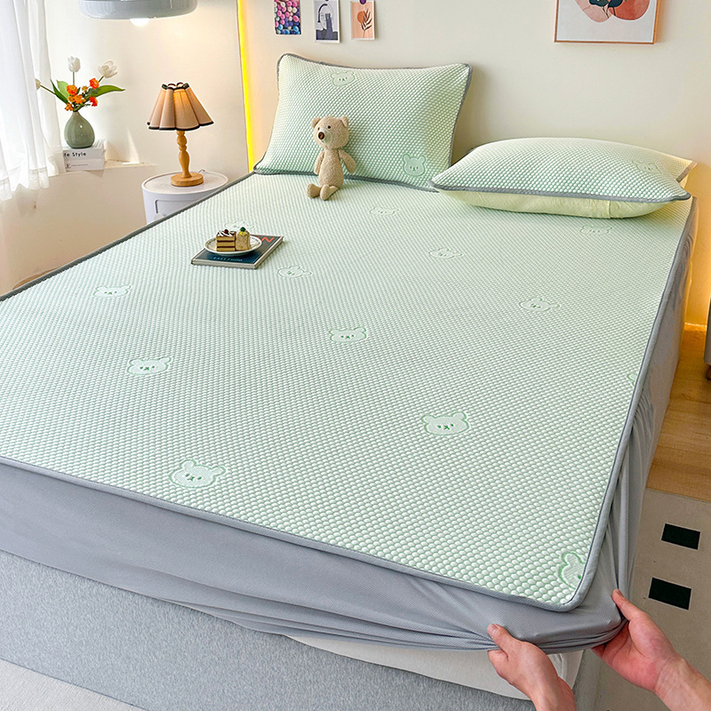 Zomermat Driedelige slaapzaal lakenset Studentenslaapzaal Huishoudelijke airconditioning Zachte mat Zacht comfortabel laken: 140x200cm / Army Green