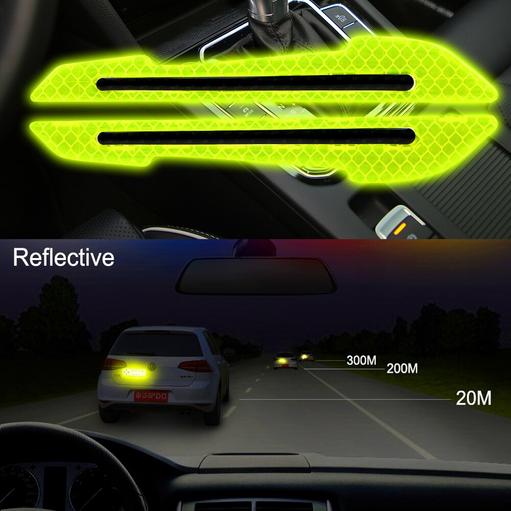 2Pcs Precut Reflective Marking Tape Strip Stickers RearView Mirror Anti-Collision Safety-Warning Sign Decals