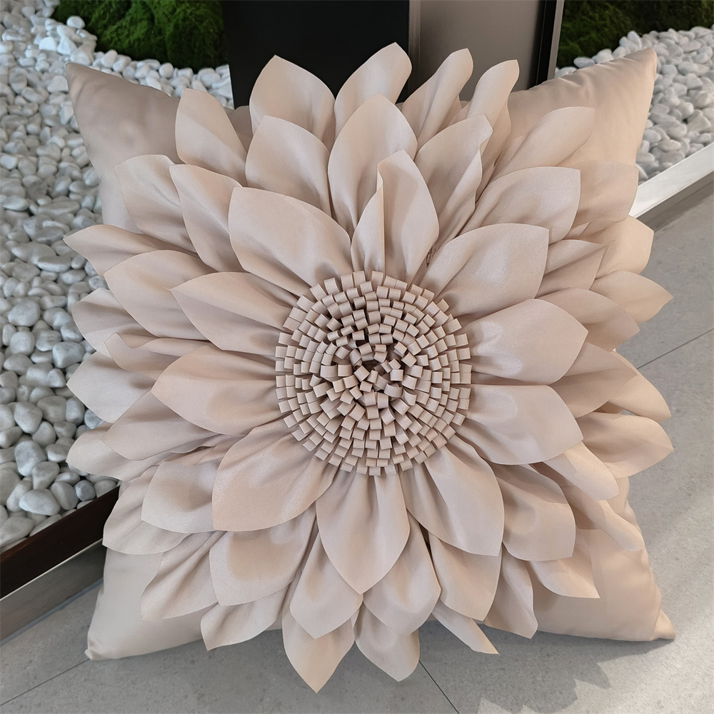 Capas de almofada decorativas bege para sofá 3d girassol capa de almofada luxo artesanal cama sofá bohemia taupe fronha