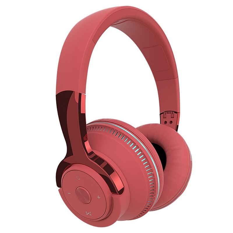 H2 Wireless Bluetooth Headset Colorful Lighting Game Foldable Headset Support Bluetooth/AUX Wired/Card Playback: Red