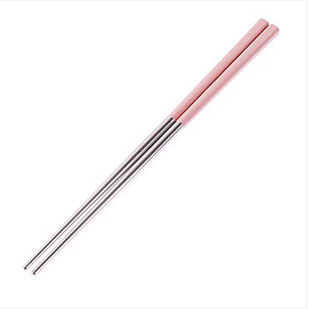 Palillos de Metal chino de acero inoxidable 304, palitos de viaje portátiles, palitos de comida reutilizables para Sushi Hashi: Rosa