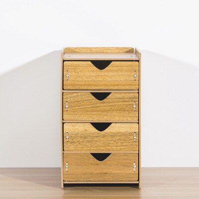 DIY Wooden Multi-layer Drawer Desk Set Wood Board Storage Box Desktop Finishing Tool Drawer Organizer Office Home Supplies: Brown-4 layer