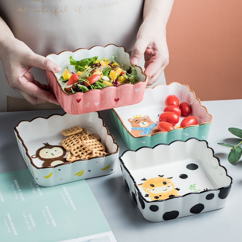 Cartoon style dinner plate barbecue plate salad plate ceramic dinner plate for children