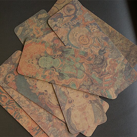 8 Pcs/Set Tibet Thang-ga Cardboard Bookmark Chinese Style Tang Ka Book Holder Stationery