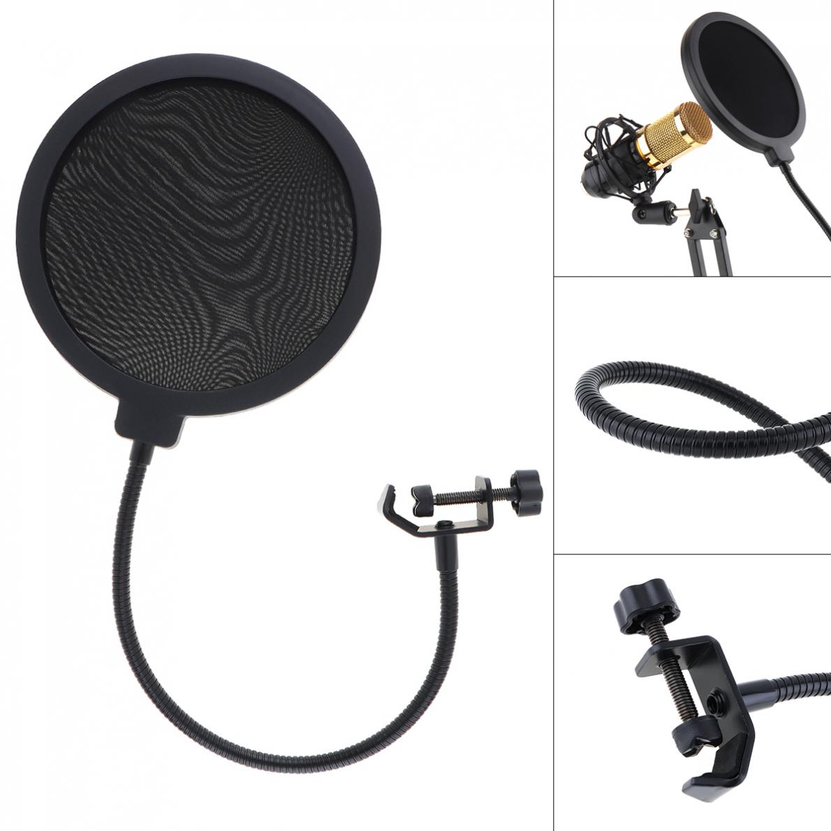 Double Layer Studio Microfoon Flexibele Wind Screen Maskers Mic Pop Filter Shield Voor Spreken Recording Accessoires