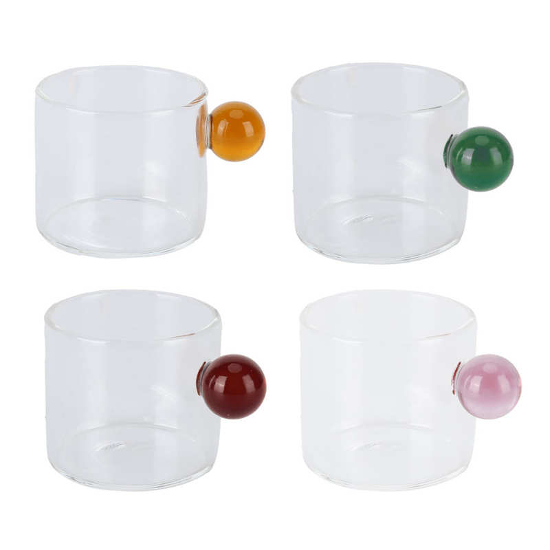 Tasse à thé en verre Transparent de 120ml, tasse à café résistante à la chaleur avec poignée en boule
