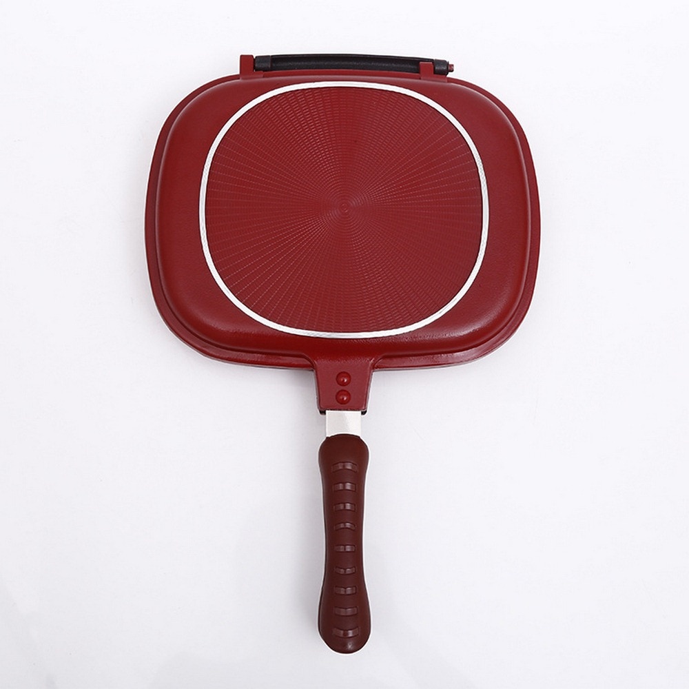 1PC Double-Sided Grill Frying Pan Square Shape Non-Stick Pan Baking Steak Frying Pans 28cm Kitchen Cooking Tools: Default Title