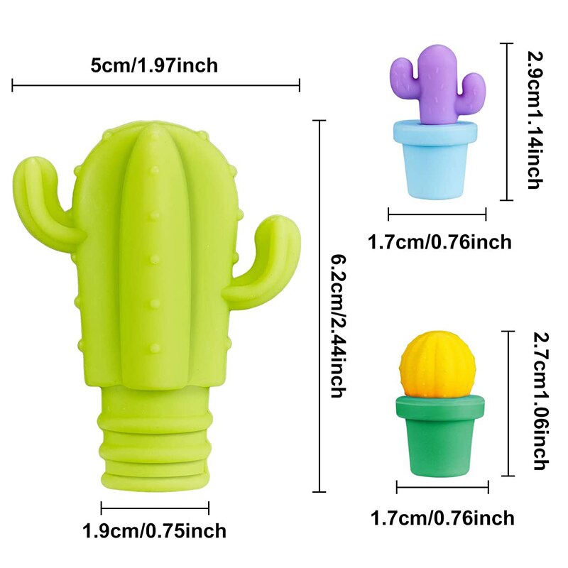 Siliconen Cactus Ananas Wijn Glazen Stop En Wijn Glas Markers Set Drank Fles Bedels Voor Wedding Party