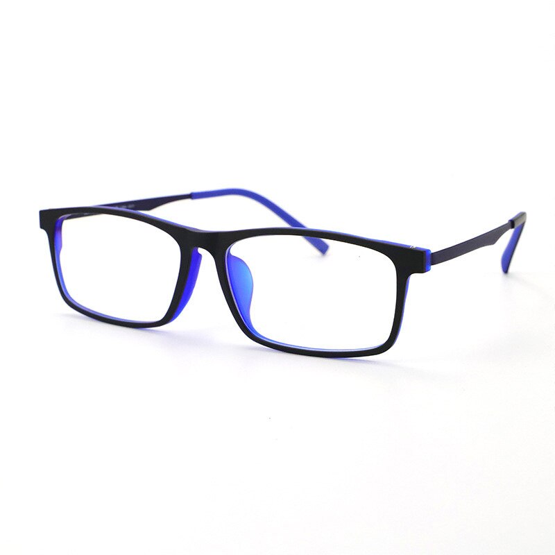 Vazrobe Titanium Eyeglasses Men Women Ultra-light 150mm Oversized Matte Black Glasses Frame for Optic Myopia Diopter Anti Blue: black blue