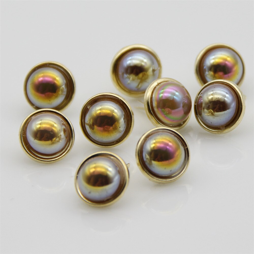20pcs Big Colorful Pearl Brads Metal Gold Scrapbooking Embellishment Decor DIY Crafts Accessories Handmade Photo Album Fastener: Brown as photo