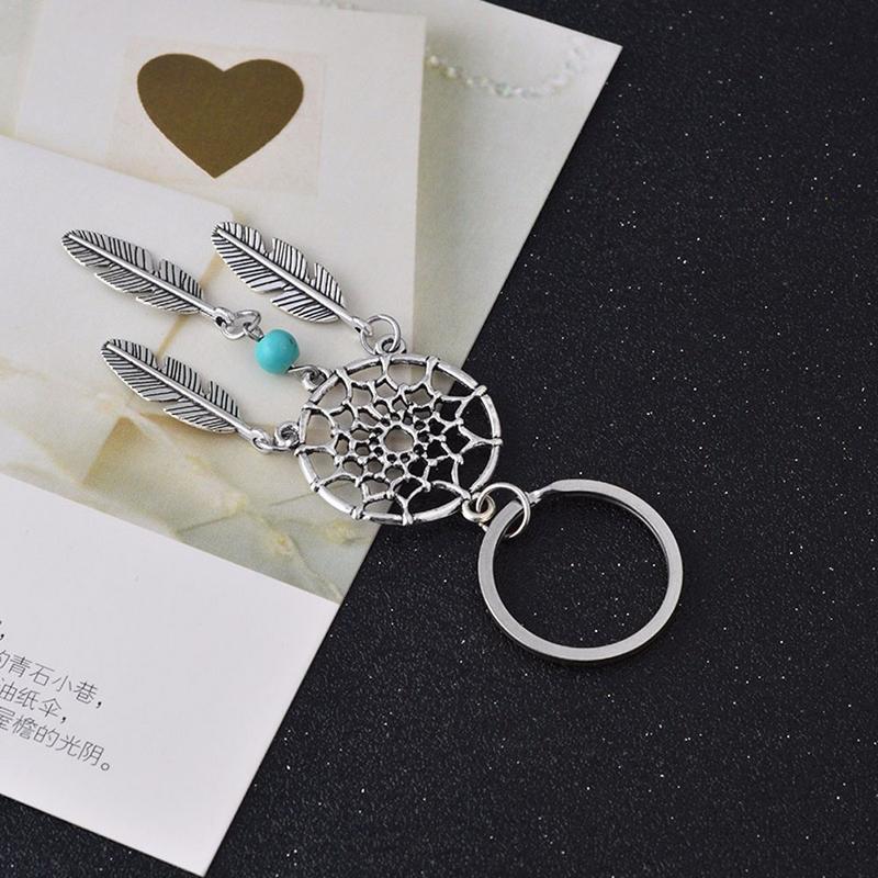 Dream Catcher Tone Key Chain Silver Ring Feather Tassels Keyring Keychain For Women Ladies Girl #YW
