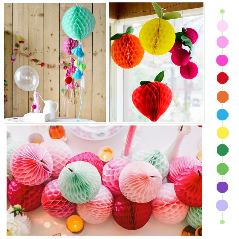 12pcs 6" Red Paper Decorative Tissue Paper Honeycomb Balls Pastel Flower Birthday Baby Shower Wedding Party Decorations
