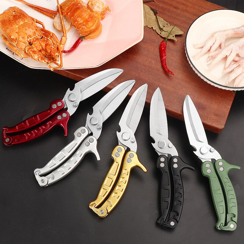Detachable Kitchen Knife Scissors Powerful Chicken Bone Duck Fish Meat Fruit Shears Stainless Steel Clean Cooking For Kitchen