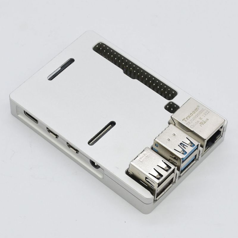 1Set Aluminum Alloy Case Ultra-thin Metal Protective Cover Shell Silver Enclosure for Raspberry Pi 4 Model B 32CB