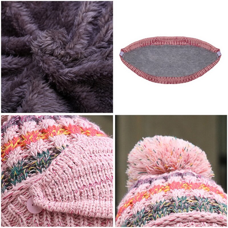 Conjunto de gorro de invierno, bufanda gruesa y cálida para mujer, accesorios de invierno, gorro interior de lana tejido, conjunto de bufanda, 3 uds, sombreros de invierno para montar al aire libre