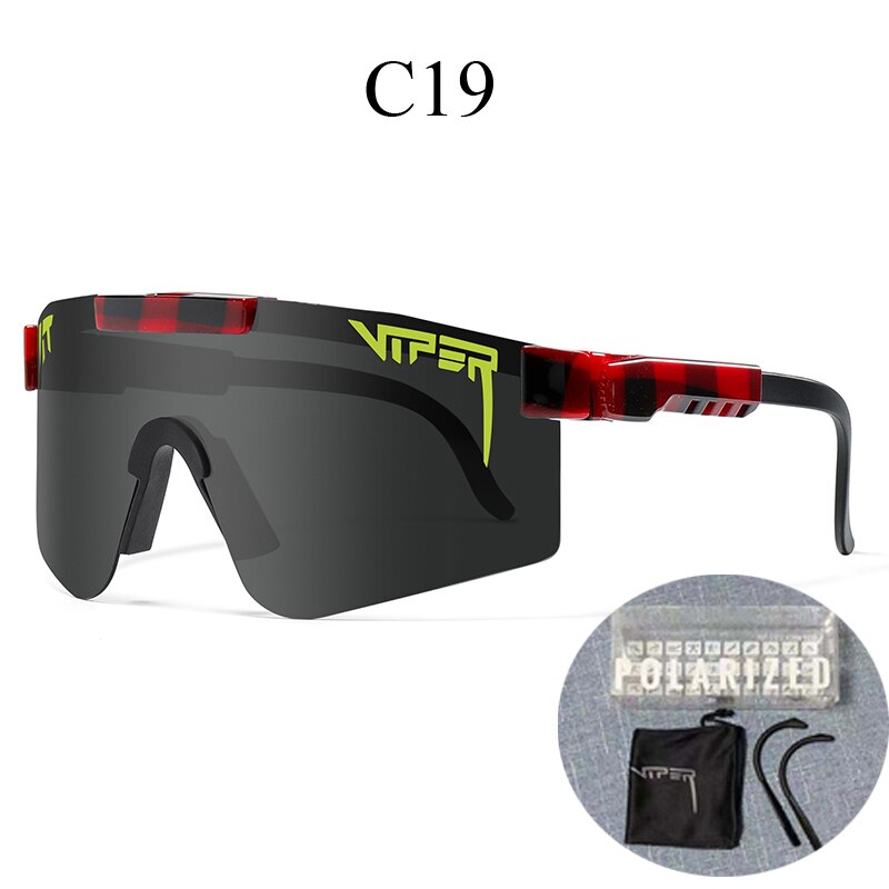 PIT VIPER-gafas de sol polarizadas para ciclismo, lentes de sol para bicicleta de montaña, con funda, UV400: C19