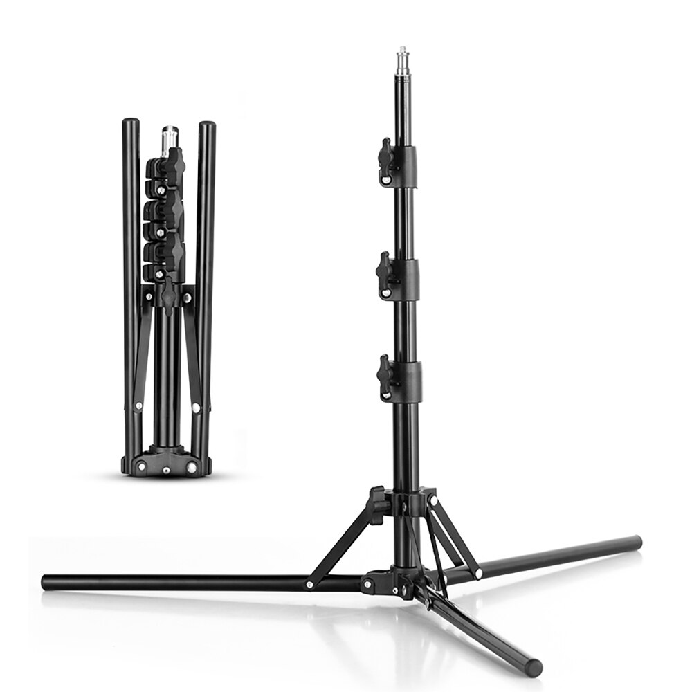 TENWISH 2 Meters 6.5' Reversible Leg Light Stand Compact Portable Tripod for Photographic Studio Ring Lamp Youtuber Tiktok Live