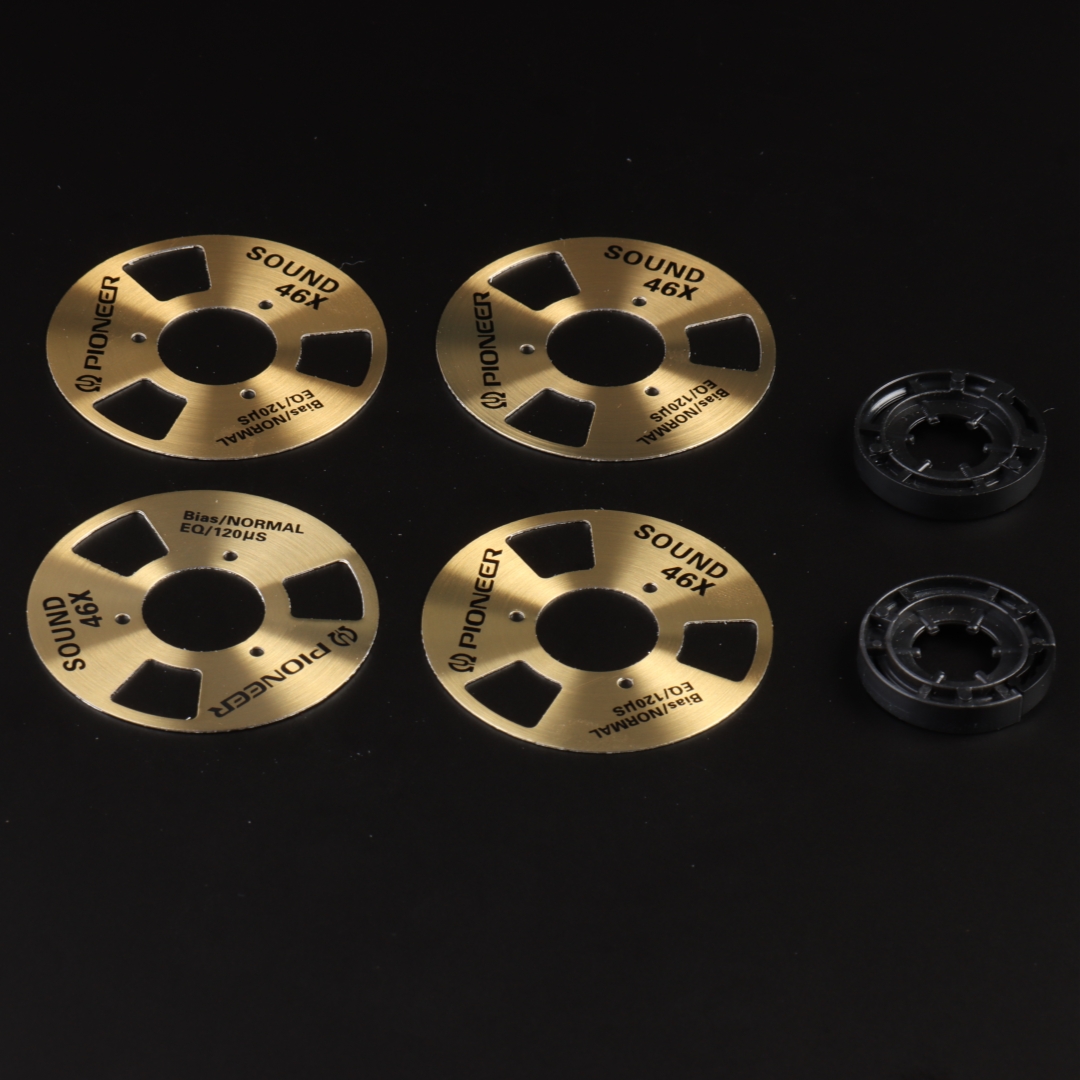 DIY Homemade (Aluminum) Reel To Reel Cassette for Audio Recording Cassette Tape - Gold Silver (Pack of 4 Reels + 2 Wheel): MULTI