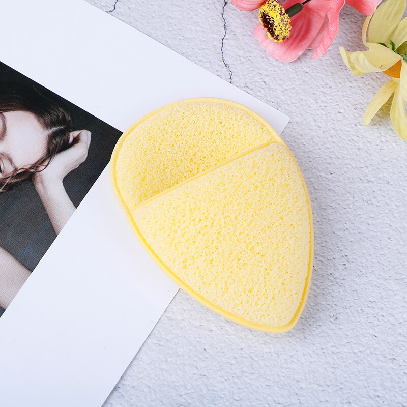 1Pcs Water Shape Sponge Cosmetic Puff Face Cleaning Sponge Natural Puff Facial Cleanser Tool: Yellow