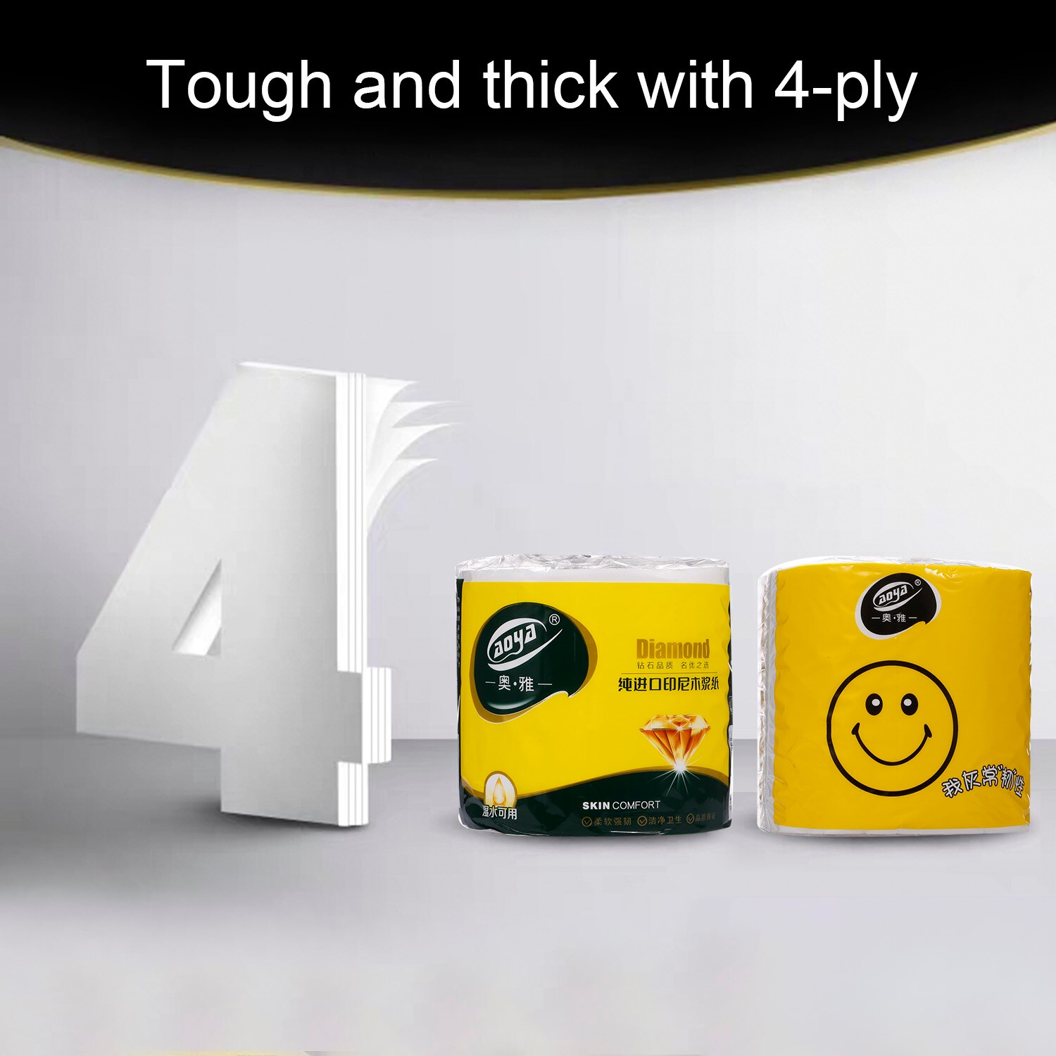 Toilet paper White Indonesia Wood Pulp 4 Layers 10 Pack Eco-Friendly Recycled Paper Home Use Soft