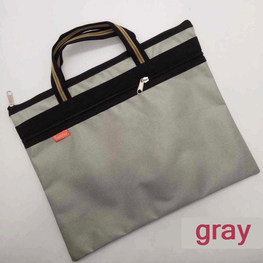 Sac de Document d'affaires A4 fourre-tout fichier dossier classement sacs de réunion côté fermeture éclair poche bureau Oxford tissu ordinateur portable sacs: 1pcs gray