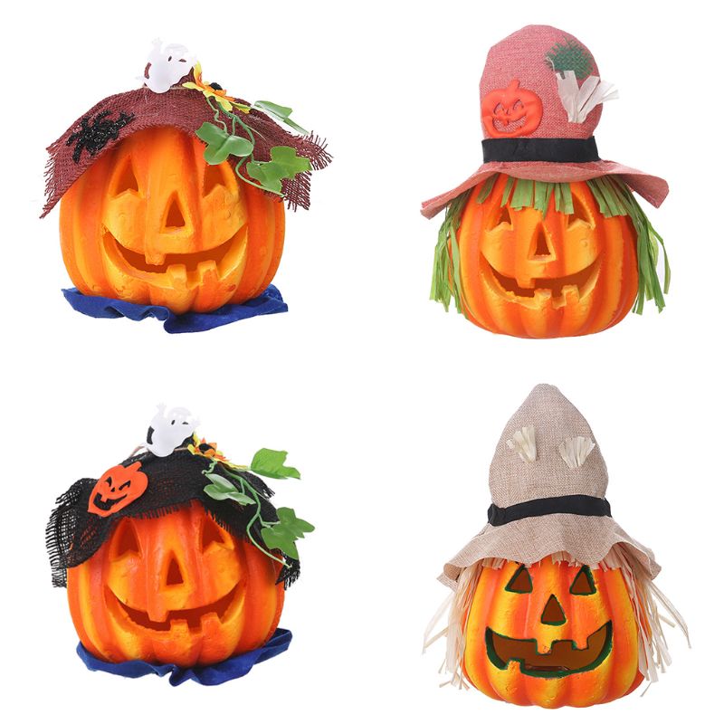 Hat Scarecrow Pumpkin Lamp Glowing Foam Pumpkin Lamp For Halloween Party Bar W0YC