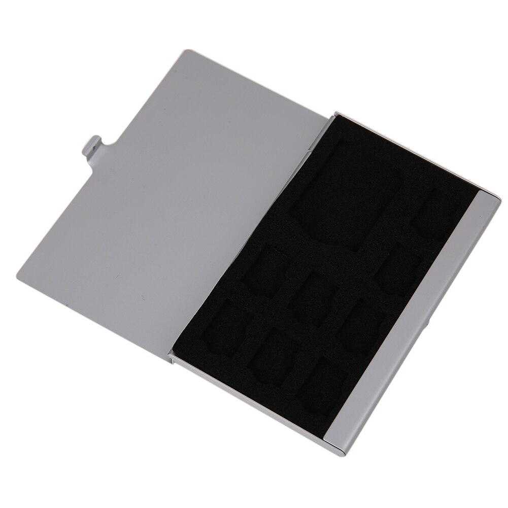Zilver Draagbare Geheugenkaart Opslag Gevallen Monolaag Aluminium 1SD + 8TF Micro SD Kaarten Pin Opbergdoos Case Houder